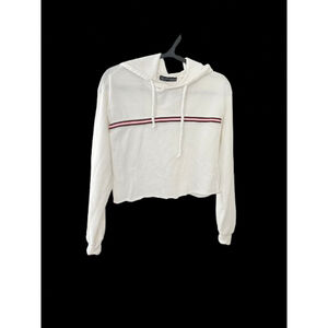 Rock Rose Couture White Cropped Hoodie M Red Green Stripes